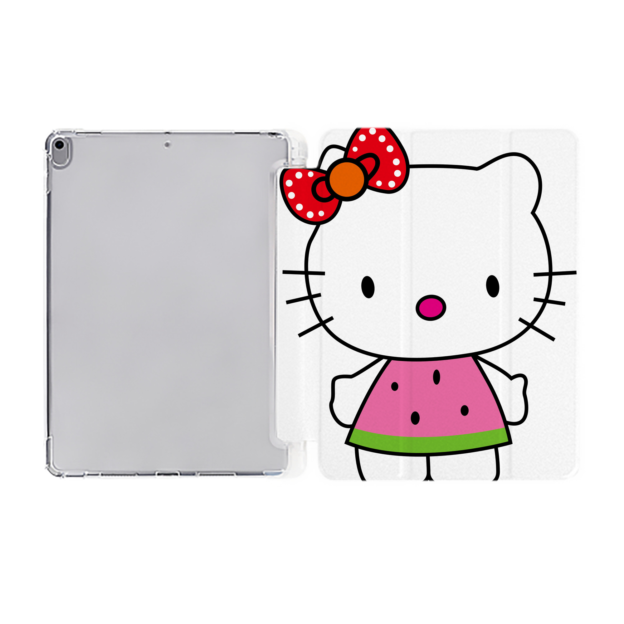 （画像用） Hello Kitty ハローキティ IPad ケース ペン収納付き 三つ折りスタンド PUレザー×シリコン 対応機種9.5/10.5/10.9インチ